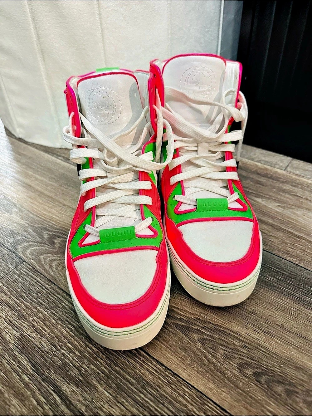 Gucci Coda High-Top Sneaker Neon Pink/Green Sneakers in Pink & Green 7.5G (8US)